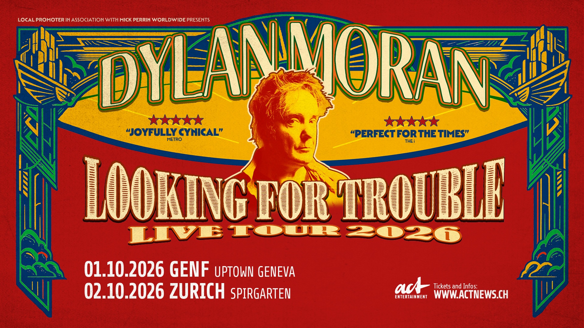 Dylan Moran live stand-up comedy show in Geneva and Zurich