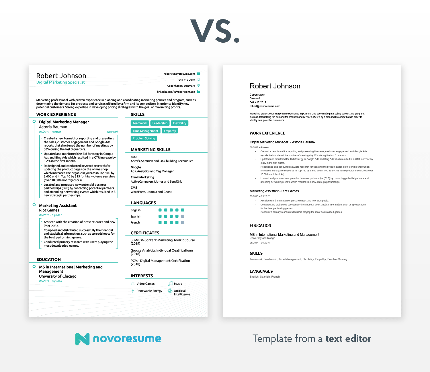 Want to land your dream job? Stand out with a Novorésumé CV!